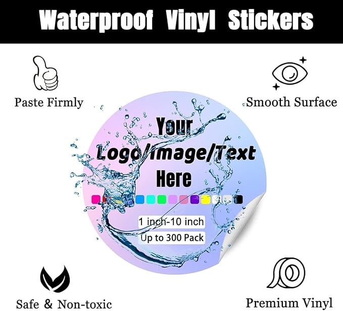 Custom Stickers for Weddings, Birthdays & Businesses - Personalized Labels with Your Logo - Waterproof, Fade and Heat Resistant - Pack of 100-1000 (Wreath P, 1.5 Inch)