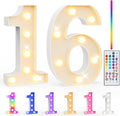 Pooqla 16th Birthday Decorations for Girls Boys, 35 Colors LED Light Up Numbers with Remote, Color Chaning Marquee Numbers Gift for Sweet 16 Party Decoration Wedding Anniversary Decor, Number 16