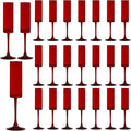24 Pieces Red Champagne Flutes 6 OZ Straight Sided Wine Glasses Champagne Long Stem Drinking Colored Glasses,Set of 24 Hand Blown Champagne Flutes Goblets for Wedding Cocktail Cups,Cava, Prosecco
