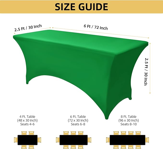2-Pack 6ft Spandex Table Covers for Rectangle Standard Folding Tables - Wrinkle Resistant Stretch Tablecloths - Ultimate Fitted Table Protector for Parties, Trade Shows, Banquet