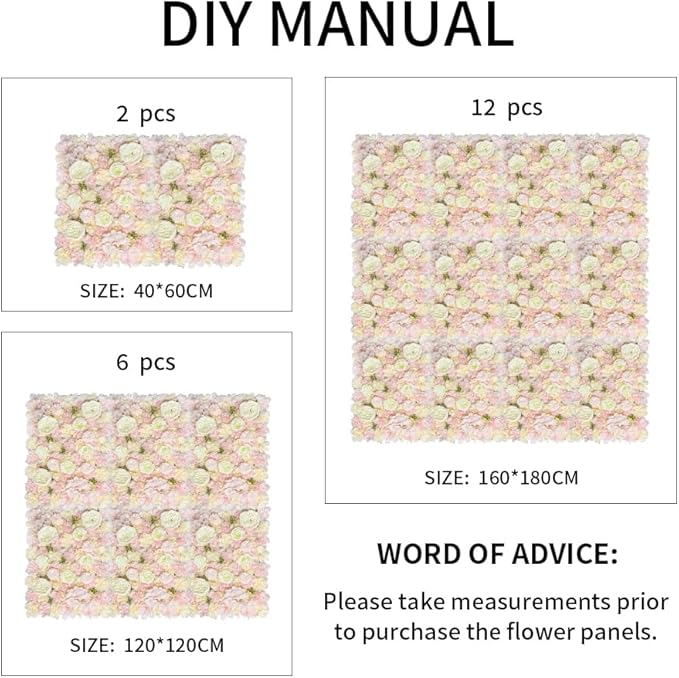 Artificial 3D Flower Wall Panel for Backdrop 24x16 inches 12 Pcs Light Pink Faux Roses Artificial Flower Backdrop for Wedding Party Bridal Baby Shower Decor