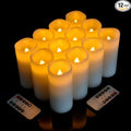 antizer Flameless Candles Battery Operated Real Wax LED Candles Set of 12 Battery Operated Candle with Remote Control for Party Wedding Holiday Decoration (D 2.2" X H 5")