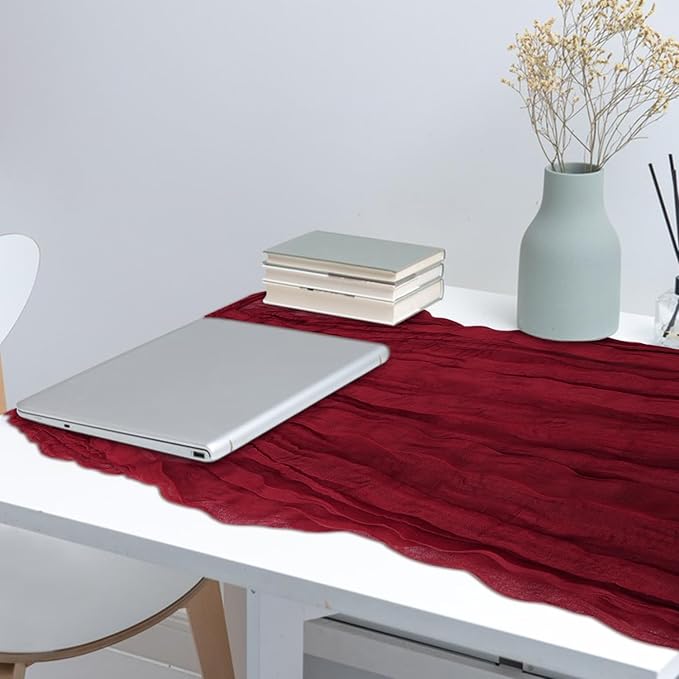 6 Pack Cheesecloth Table Runner 10Ft Christmas Gauze Boho Table Runners for Wedding Decor Bridal Shower Decorations Baby Shower Party(35" x 120")