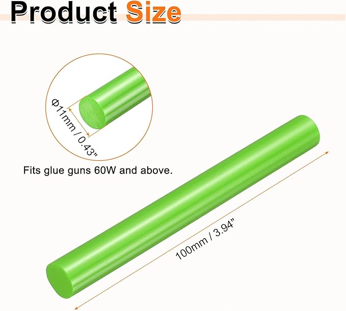 HARFINGTON 10pcs Hot Glue Sticks 0.43" Dia x 3.94" Long EVA Mini Hot Melt Adhesive Glue Stick for Hot Melt Gun Wood Plastic Glass Flowers Fabrics Foam, Light Green