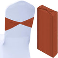 Kinlop 50 Pcs Spandex Chair Sashes Bows Chair Bands Slider Sashes for Covers Elastic Bands Ties Without Buckle Decorations for Wedding Party Events Ceremony Birthday(Terracotta)