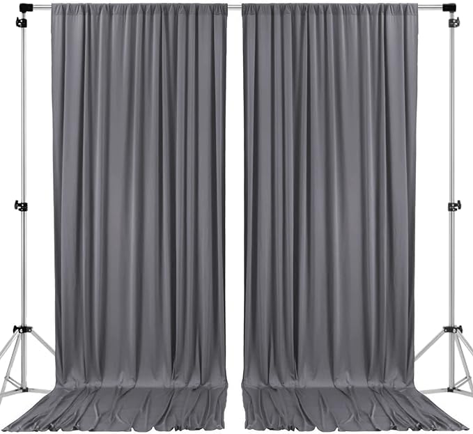 AK TRADING CO. 10 feet x 8 feet IFR Polyester Backdrop Drapes Curtains Panels with Rod Pockets - Wedding Ceremony Party Home Window Decorations - Charcoal