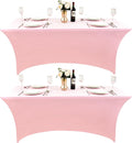 2-Pack 4ft Spandex Table Covers for Rectangular Folding Tables - Wrinkle Resistant Stretch Tight Table Cloths - Ultimate Fitted Table Protector for Parties, Banquet, and Wedding