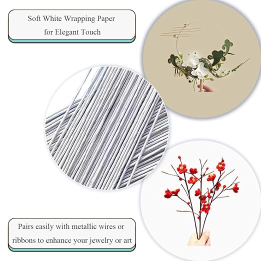 HAHIYO 18Gauge White Paper-Wrapped Metal Floral Wire 14 Inches(36cm), 70 Pack Flexible Paddle Wires Florist Wire Garden Wires for Craft Christmas Wreath Flower Arrangement Bouquet Wrapping Wedding DIY
