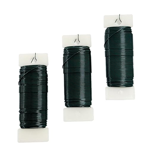 Green Floral Wire 3 Pack 114 Yards 22 Gauge Flexible Paddle Craft Wire for Wreath Making, Christmas Tree, Floral Arrangements and DIY Crafts
