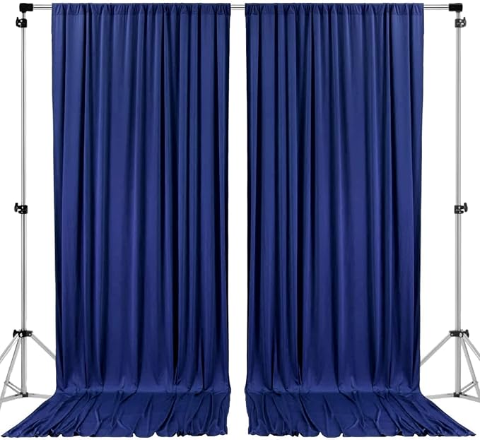 AK TRADING CO. 10 feet x 10 feet Polyester Backdrop Drapes Curtains Panels with Rod Pockets - Wedding Ceremony Party Home Window Decorations - Navy Blue