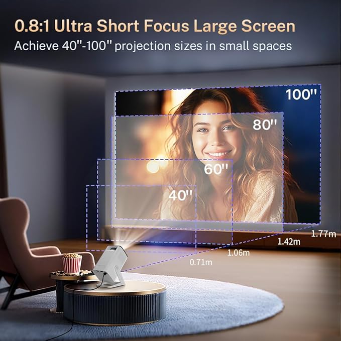 4K Supported Android 11 Mini Projector with WiFi 6 & Bluetooth 5.4 | 400 ANSI Lumens | Auto Keystone | Portable Outdoor Movie Projector for iPhone, Netflix, Camping, Bedroom & Home Theater
