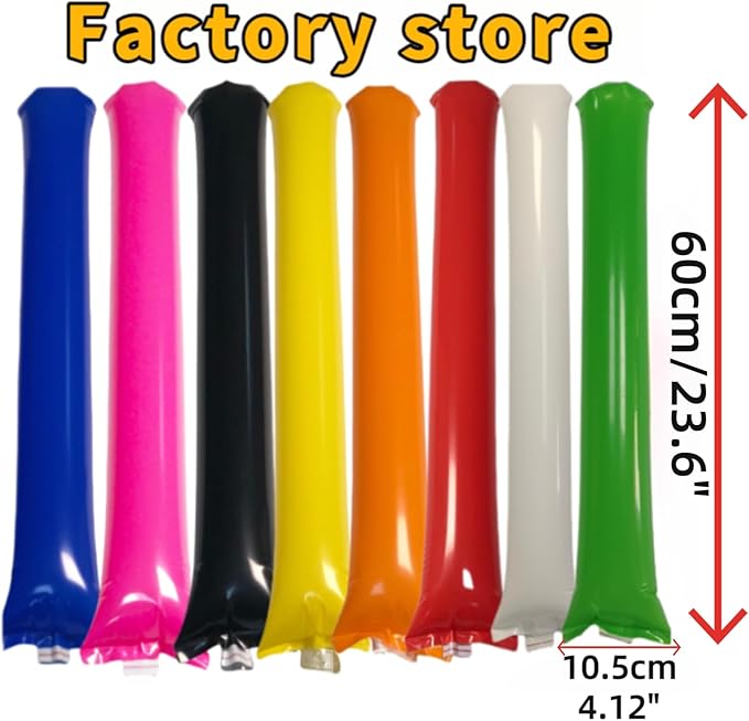 48pcs Round Head Boom Sticks Thunder Sticks Cheering Sticks Team Spirit Plastic Cheerleading Spirit Stick Clapper Inflatable Noise Maker Sports Supply (Red)