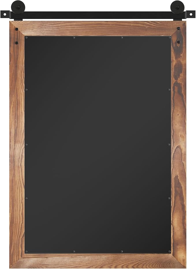 COGOOD Farmhouse Barn Door Mirror - 21 x 30 Rustic Wood Framed Wall Mirror for Bathroom, Living Room, Entryway Wall Decor (Brown)