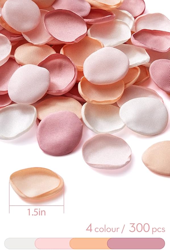 Serwalin 300Pcs Silk Rose Petals Artificial Flower Petals for Weddings Champagne Gold Petals Fake Flower Girl Petals for Wedding Flower Girl Basket Aisle Runner Bridal Shower (4 Color Mixes)