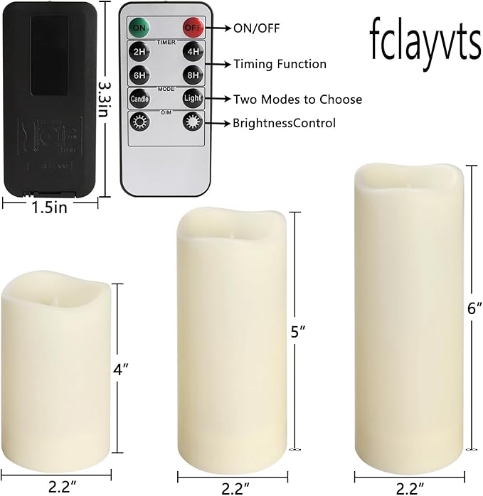 24-Pack LED Flameless Candles with Remote Control -Remote flameless Candles- Timer Candles -3D Flame, for Halloween Christmas Parties,Wedding,Home,Gift and Special Occasions(Three Sizes)