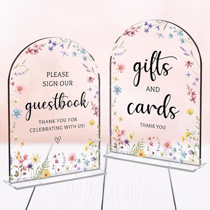 2 Pcs Wedding Decor, Ceremony Sign, Wedding Sign for Reception & Event Party,Bridal Shower Decorations, Wedding Table Decor Accessories for Anniversary And Event 5x7 Inch