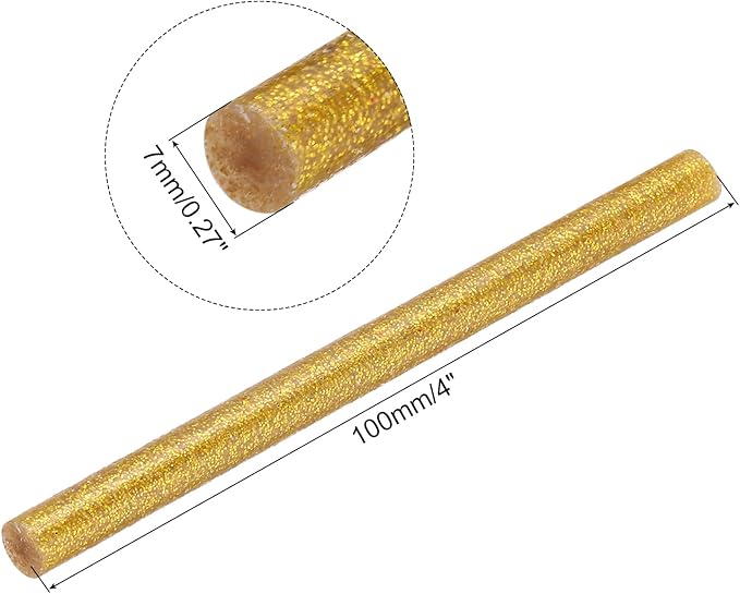 uxcell 20pcs Hot Glue Sticks for Glue Gun 7mm/0.28-inch x 4-inch Mini Hot Melt Adhesive Glue Stick Glitter Gold