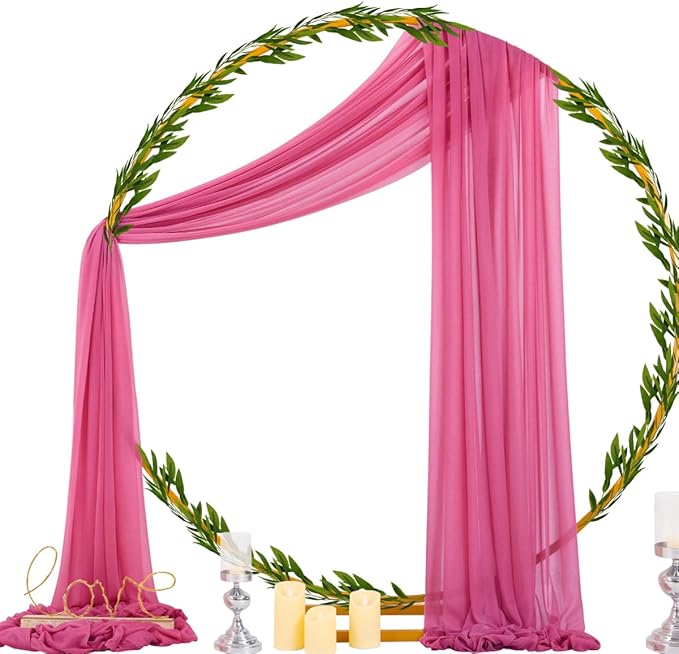 Socomi Wedding Arch Draping Fabric 29" x 20Ft 1 Panel Fuchsia Sheer Outdoor Curtain Drapes Extra Long for Bridal Baby Shower Ceremony Birthday Party Decor