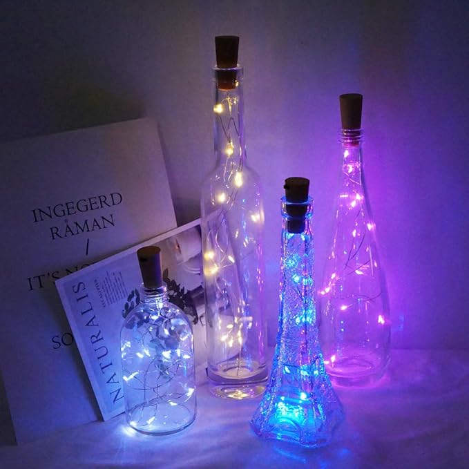 Wine Bottle Lights with Cork Switch, 15 LED 8 Pack Battery Operated Mini Fairy Copper Wire Cork String Lights for Party Wedding Christmas Festival Decoration (Multicolor)