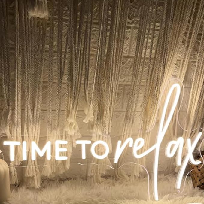 Time To Relax Neon Sign, Custom Bathroom Decor LED Neon Light Bedroom Beauty Salon Spa Shop Manicure Bar Home Wall Decor Foot Care Wall Art USB Size:17X10inches