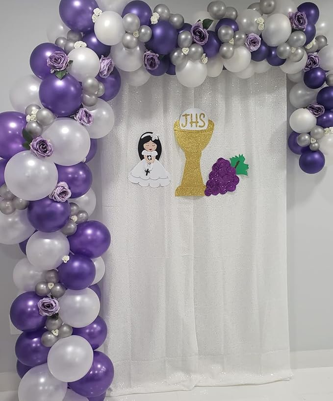 Poise3EHome White Sequin Backdrop Curtains,2 Panels 2FTx8FT Glitter Background for Party Halloween Birthday Party Baby Shower Wedding Christmas Thanksgiving Holiday Festival Decor