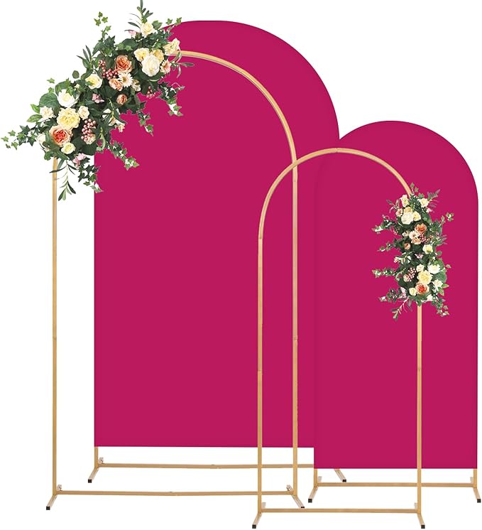 Metal Arch Backdrop Stand and Cover Set, 7.2FT, 6FT Party Backdrop, Easy to Assemble, Backdrop Stand for Parties, Birthday, Baby Shower