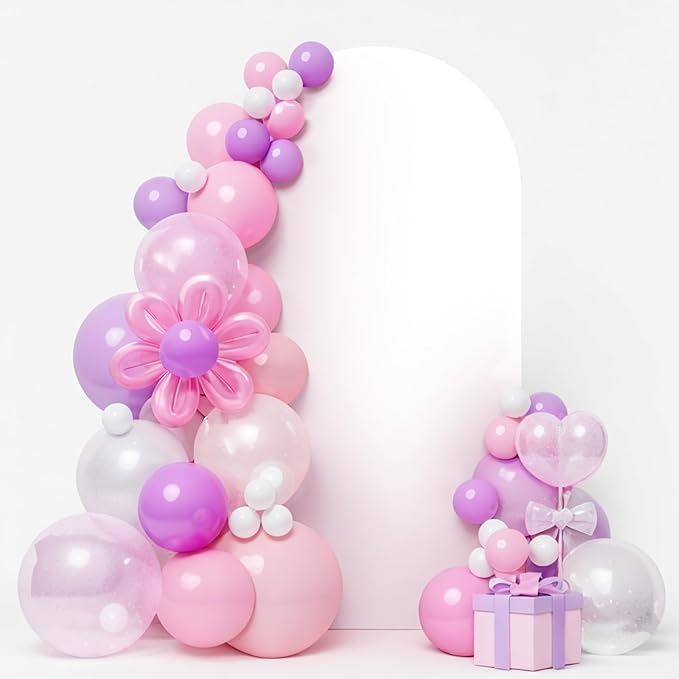 LEBENGURU Upgraded 6FT Wedding Arch Cover, White Spandex Fitted Arch Backdrop Cover, Round Top Chiara Stand Covers for Birthday Party Baby Shower Banquet Balloon Décor