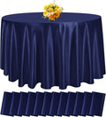 fani 12 Pack 120 Inch Navy Blue Satin Tablecloth - Premium Bright Silky Round Tablecloth Overlay Smooth Fabric Table Cover, Table Decoration for Wedding Party Banquet Events Restaurant Kitchen Dining