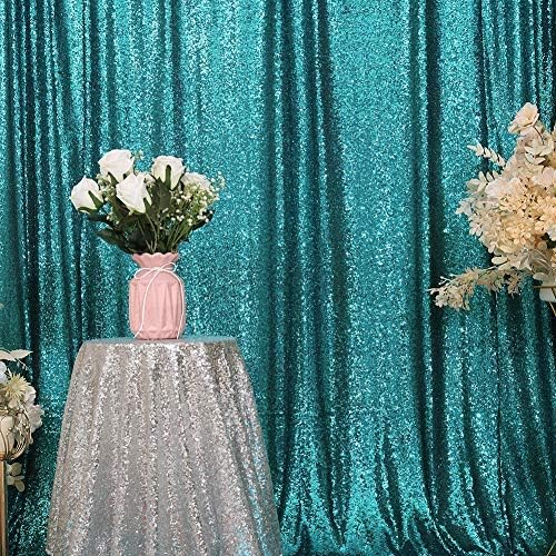 Eternal Beauty Teal Sequin Backdrop, 6x6 Ft Glitter Background Curtains for Shimmer Photography Party Wedding Birthday Back Drop Decor