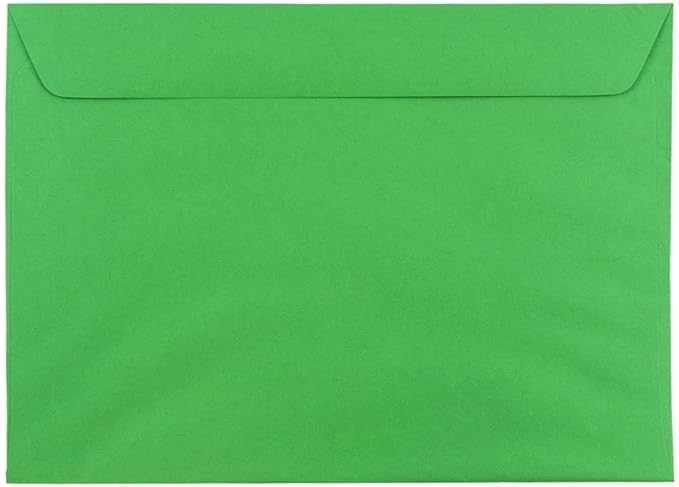 JAM PAPER 9 x 12 Booklet Colored Envelopes - Green Recycled - Bulk 250/Box