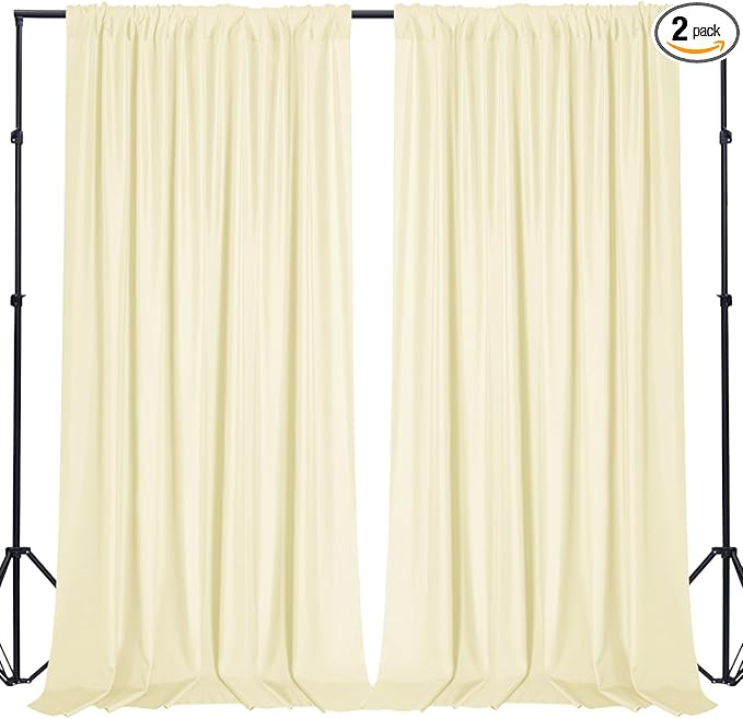 Sugargirl 10x10FT Light Yellow Backdrop Curtains Polyester Photo Backdrop Drapes Curtains 2 Panels with Rod Pockets for Party Birthday Wedding Photography Home Decoration