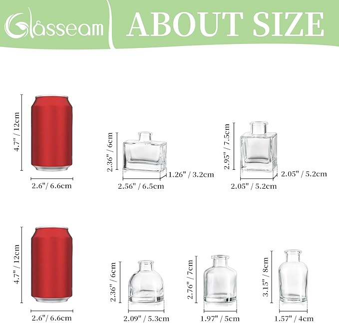 Glasseam Mini Bud Vases in Bulk 40: Clear Small Flower Vases for Centerpieces Cute Tiny Glass Vase for Flowers Modern Decorative Wedding Table Centerpiece for Dining Room Decor