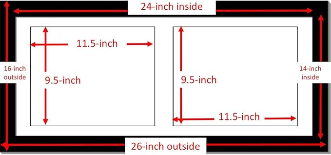 Creative Picture Frames 14X30Bk-W Black Horizontal Double Diploma Frame With 2 Opening White Mat, Holds 2-10X12-Inch Documents With Wall Hanger