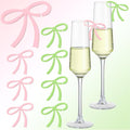 50 Pcs Bows Drink Tags Coquette Bow Wine Glass Charms Acrylic Bowknot Drink Tag for Bachelorette Birthday Wedding Coquette Tasting Party Decor Accessory(Green, Pink)