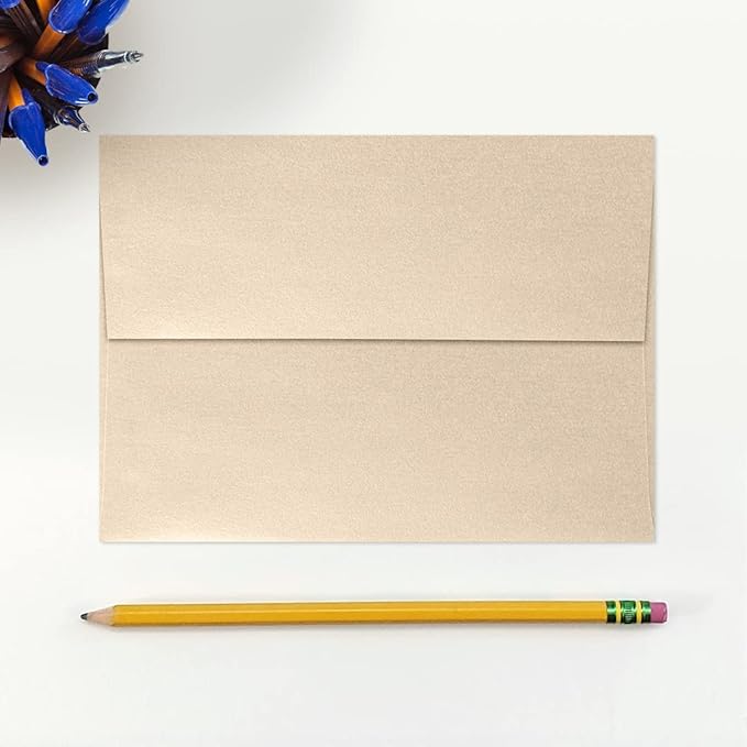 LUXPaper A7 Invitation Envelopes | Peel & Press | 5 1/4" x 7 1/4" | Taupe Metallic | 80lb. Text | 50 Qty