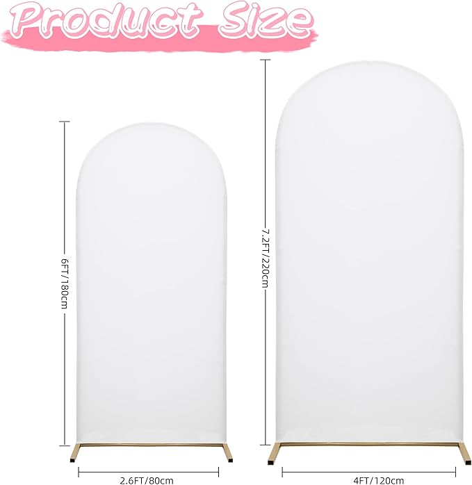DREAHOTEXTIL Wedding Arch Frame Cover 7.2FT Arch Background Cover Spandex Fabric Elastic Background Suitable for Weddings, Birthday Parties, Baby Showers, banquets, and Ceremonial Decorations（White）
