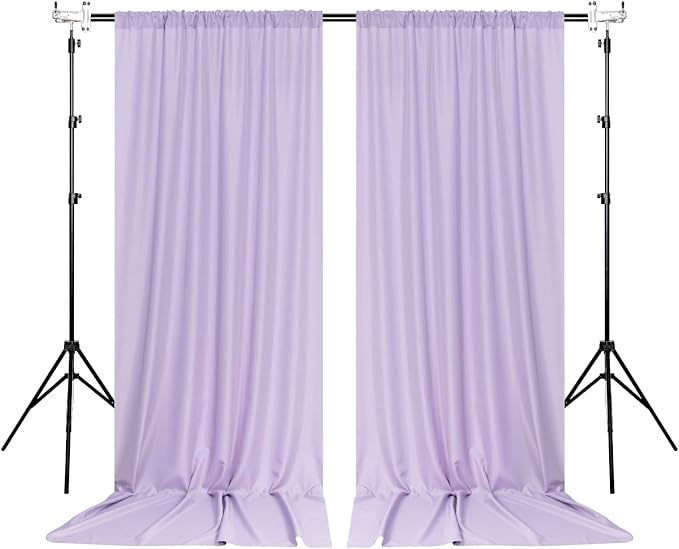 MYSKY HOME 10ft x 8ft Light Purple Curtains - Wedding & Stage Drapes with Rod Pocket, 5ft x 8ft, 2 Panels