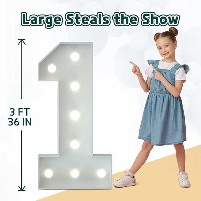 Marquee Numbers 3 Feet Tall Big Light Up Numbers 90th Birthday Decorations Women Men White Anniversary Party Decor Large Cardboard Prop Backdrop Sign 90
