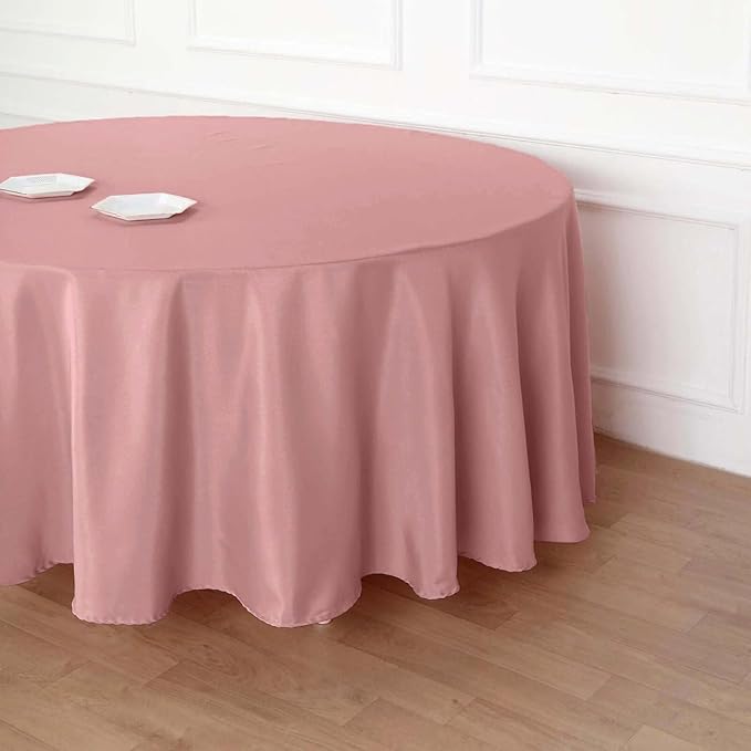 Efavormart Round Tablecloth, 108 Inch Stain & Wrinkle Resistant Washable Table Cloth, Decorative Polyester Fabric Table Cover for Banquet, Wedding, Dining- Dusty Rose