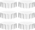 Fitable Faux Linen Round Tablecloths 90 Inch, 6 Pack - Fabric Textured Table Clothes for Round Folding Tables, Washable Neutral Table Covers for Wedding, Party, Banquet, Birthday, White