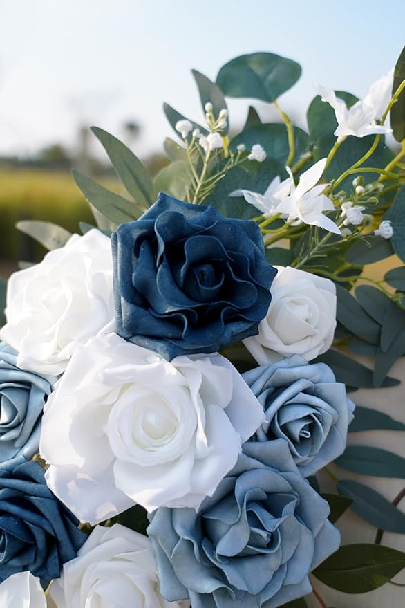 ponatia Wedding Arch Flowers (Pack of 2), Artificial Dusty Blue Flowers & Welcome Signs Decorations for Wedding Ceremony Reception