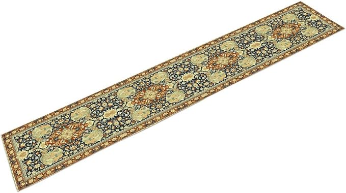 Vintage Boho Floral Table Runner, Elegant Luxurious Rustic Country Farmhouse Navy Blue Gold Retro Flower Pattern for Home Kitchen Table Decor Dining Coffee Room Party Decor 13x36in