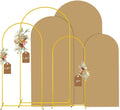 MODFUNS Arch Backdrop Stand and Cover Set 6&6.6&7.2ft Khaki Arch Backdrop Covers Set of 3 Gold Arch Frame Spandex Arched Covers for Party Birthday Banquet Wedding Ceremony Decoration