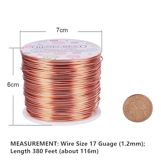 BENECREAT 17 Gauge Jewelry Craft Aluminum Wire 380 Feet Bendable Metal Sculpting Wire for Craft Floral Model Skeleton Making, Copper Tone