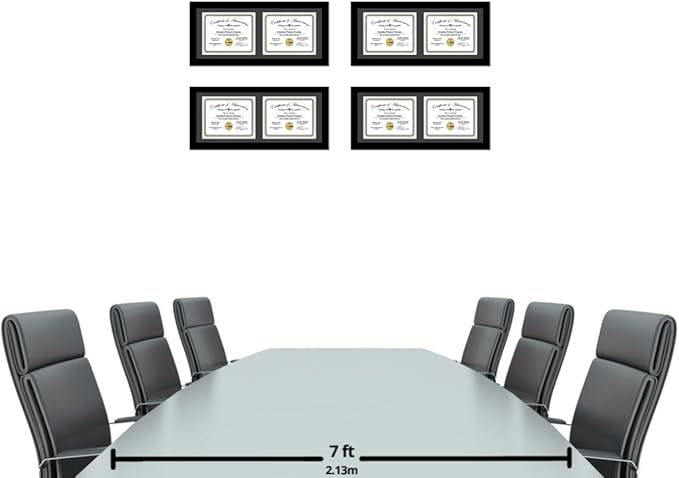 Creative Picture Frames [14x30bk-b Black Horizontal Double Diploma Frame with 2 opening Black Mat, Holds 2-10x12-inch Documents with Wall Hanger