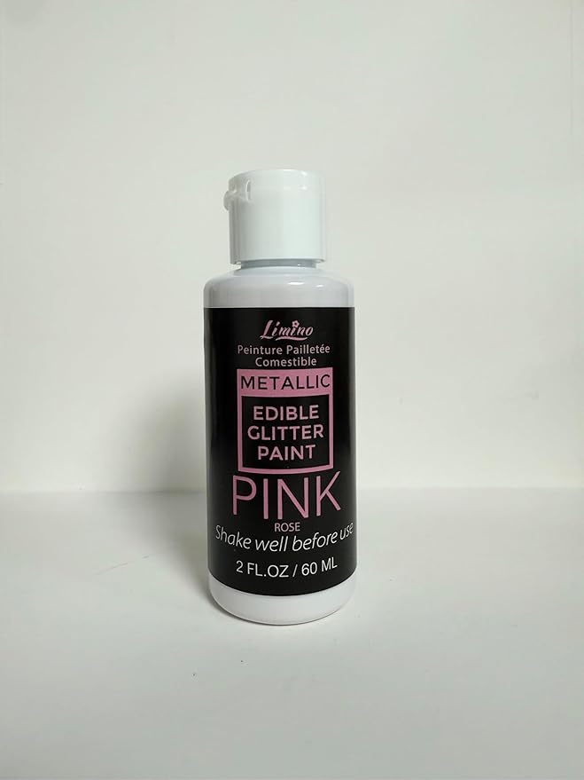 Edible Glitter Paint - 2 fl.oz Food Grade Metallic Glitter Cake Paint for Cake Decorating, Baking, Cupcakes - Shimmer Art Decorative Liquid Edible Paint Food Coloring for Fondant, Donuts (Pink)