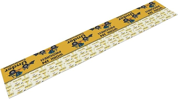 Cartoon Car Table Runner,Boys Kids Construction Vehicles Truck Yellow Print Tablecloth Burlap for Hotel Indoors Outdoor Dining Room Kitchen Home Decor,W13X L70 in