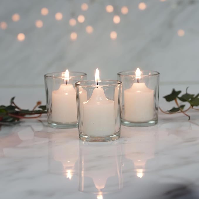 WGV Tea Light Votive Candle Holder 2.2x2.75, Clear Tiny Utility Cylinder Glass Vase, Small Planter Terrarium for Home Accent Decor, 24 Pc