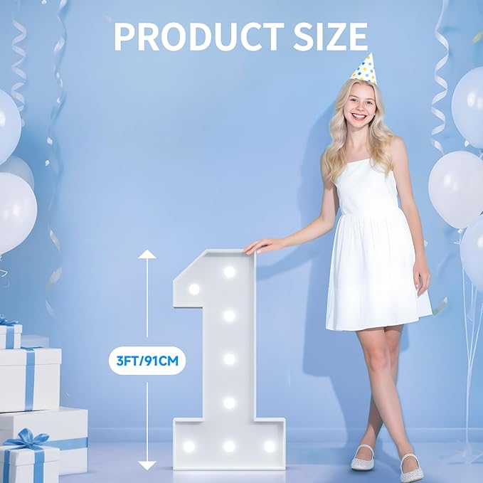 3FT Marquee Numbers 7 for 7th, 70th Birthday Party Decorations, Large Light Up Number 7 Sign for Anniversary Decor, Backdrop, Big Marquee Number, Pre-Cut Foam Board Kit
