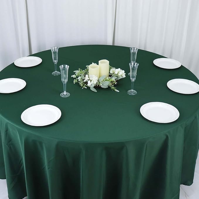 Efavormart Round Tablecloth, 108 Inch Stain & Wrinkle Resistant Washable Table Cloth, Decorative Polyester Fabric Table Cover for Banquet, Wedding, Dining- Hunter Green